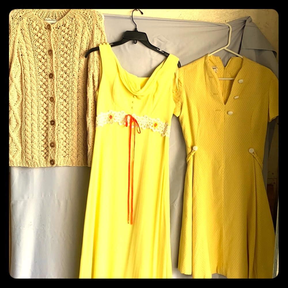 Vintage Bundle:1970’s Dresses/Fisherman’s sweater